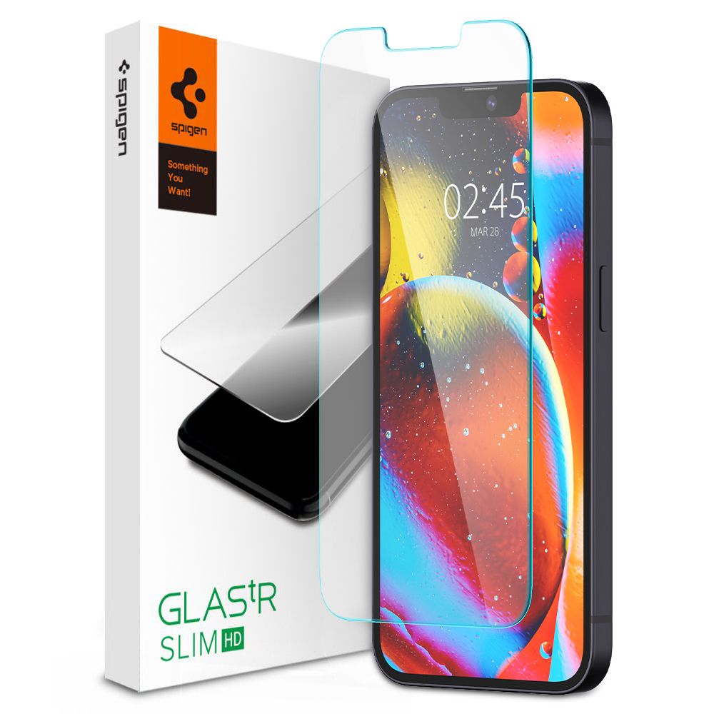 Zaščitna folija za zaslon Spigen GlastR Slim za Apple iPhone 17e / 16e / 14 / 13 Pro, Kaljeno steklo, Polno lepilo