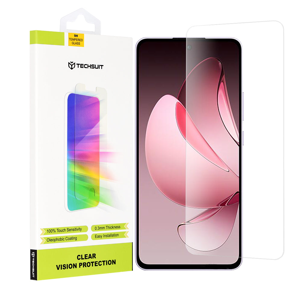 Zaščitna folija za zaslon Techsuit Clear Vision za Oppo Reno13 FS 5G / Reno13 F 4G / Reno13 F, kaljeno steklo, polno lepilo