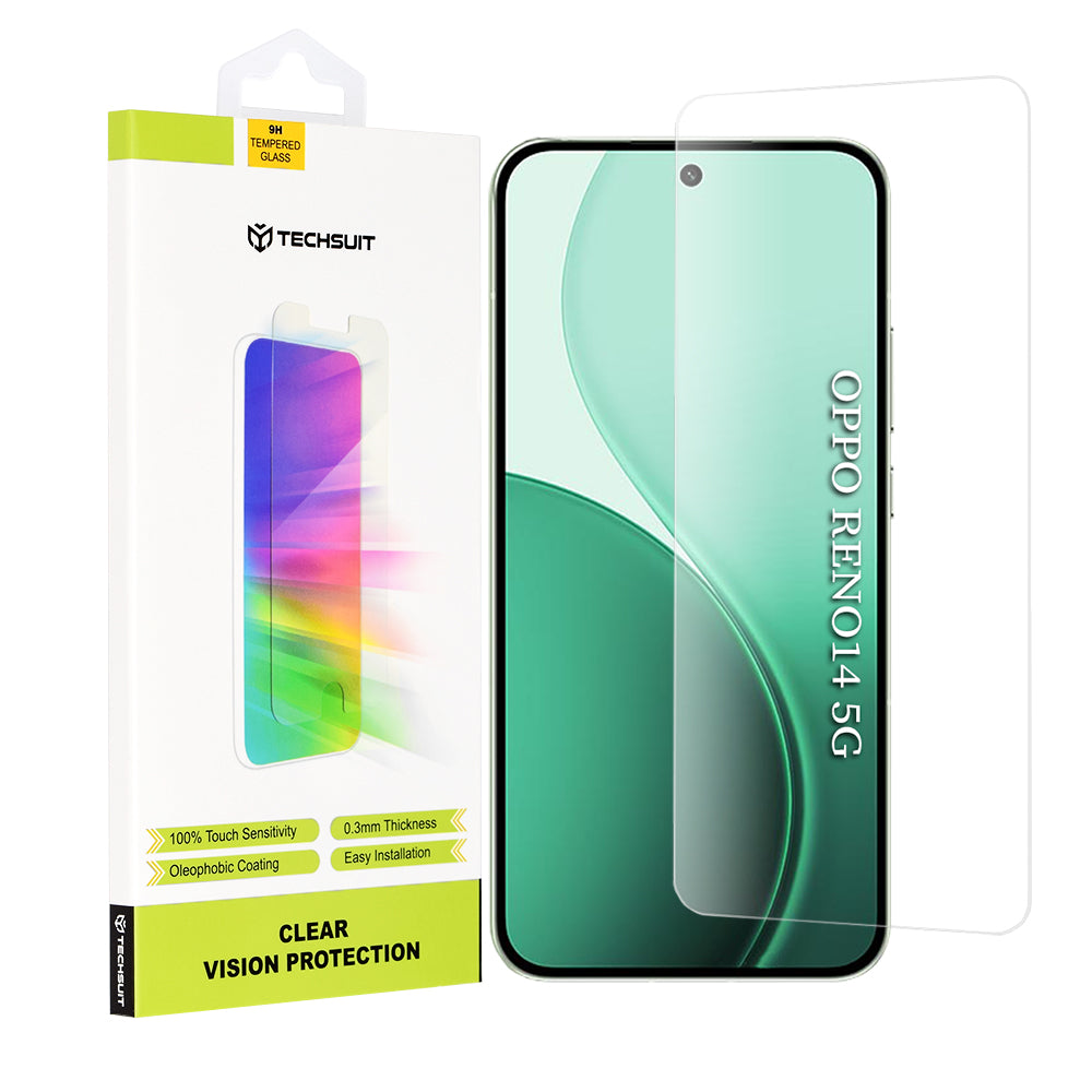 Zaščitna folija za zaslon Techsuit Clear Vision za Oppo Reno14, Kaljeno steklo