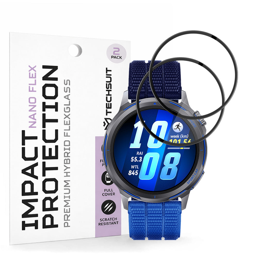 Zaščitna folija za zaslon Techsuit Nano Flex za Huawei Watch GT Runner 2, Plastika, Set 2 kosa, Črna