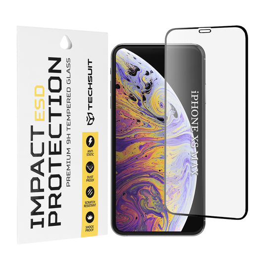Zaščitna folija za zaslon Techsuit za Apple iPhone 11 Pro Max / XS Max, kaljeno steklo, polno lepilo, črna