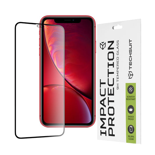 Zaščitna folija za zaslon Techsuit za Apple iPhone 11 / XR, kaljeno steklo, polno lepilo, 111D, črna
