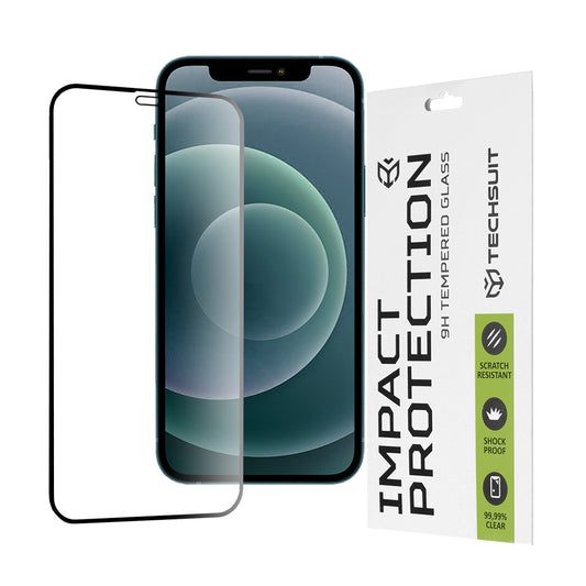 Zaščitna folija za zaslon Techsuit za Apple iPhone 12 Pro Max, kaljeno steklo, polno lepilo, 111D, črna