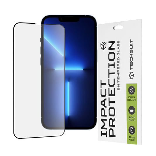Zaščitna folija za zaslon Techsuit za Apple iPhone 14 Plus / 13 Pro Max, kaljeno steklo, polno lepilo, 111D, črna