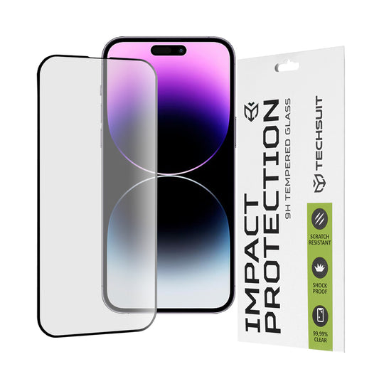 Zaščitna folija za zaslon Techsuit za Apple iPhone 14 Pro Max, kaljeno steklo, polno lepilo, 111D, črna