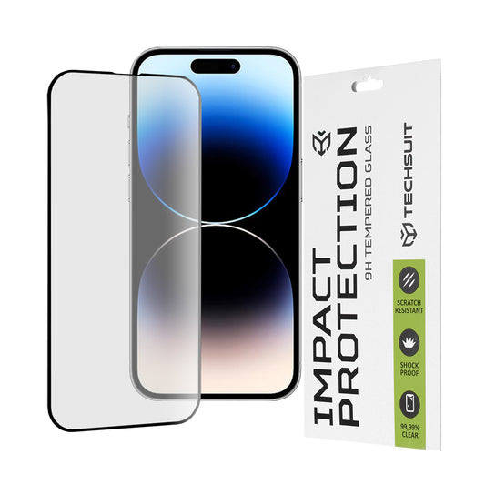 Zaščitna folija za zaslon Techsuit za Apple iPhone 14 Pro, kaljeno steklo, polno lepilo, 111D, črna