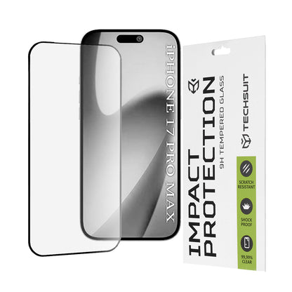 Zaščitna folija za zaslon Techsuit za Apple iPhone 17 Pro Max, Kaljeno steklo, Full Glue, 111D, Črna