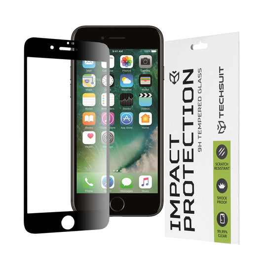 Techsuit Screen Protector Film for Apple iPhone 8 Plus / 7 Plus, Tempered Glass, Full Glue, 111D, Black