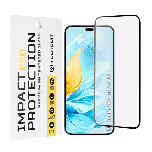 Zaščitna folija za zaslon Techsuit za Honor 200 Lite, kaljeno steklo, polno lepilo, črna