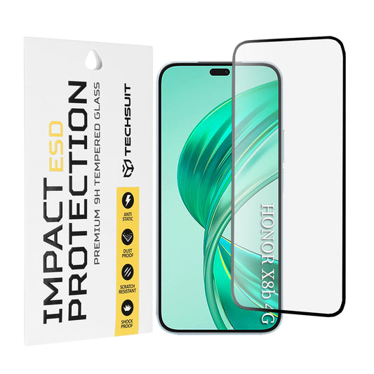 Zaščitna folija za zaslon Techsuit za Honor 400 Lite / X8c / X8b, kaljeno steklo, polno lepilo, črna
