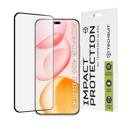 Zaščitna folija za zaslon Techsuit za Honor 400 Pro, kaljeno steklo, polno lepilo, 111D, črna