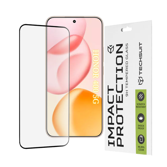 Zaščitna folija za zaslon Techsuit za Honor 400, kaljeno steklo, Full Glue, 111D, črna