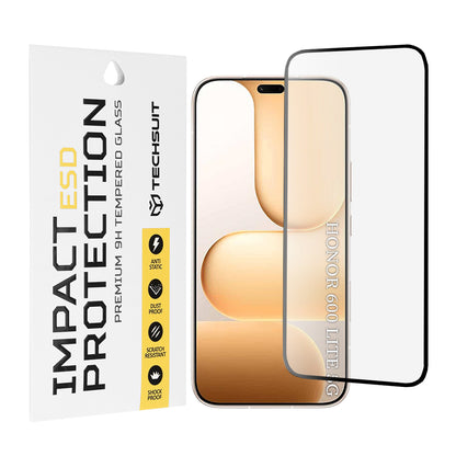Zaščitna folija za zaslon Techsuit za Honor 600 Lite, Kaljeno steklo, Polno lepljenje, Črna