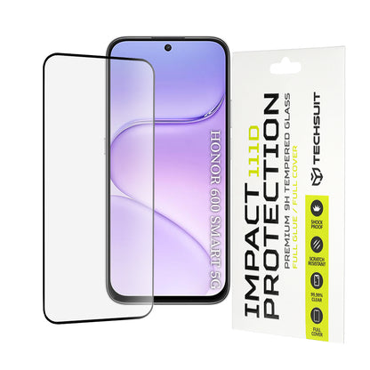 Zaščitna folija za zaslon Techsuit za Honor 600 Smart, kaljeno steklo, polno lepilo, 111D, črna