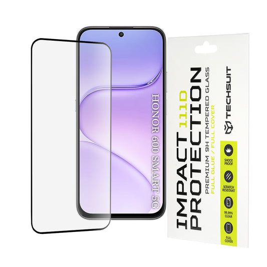 Zaščitna folija za zaslon Techsuit za Honor 600 Smart, kaljeno steklo, polno lepilo, 111D, črna