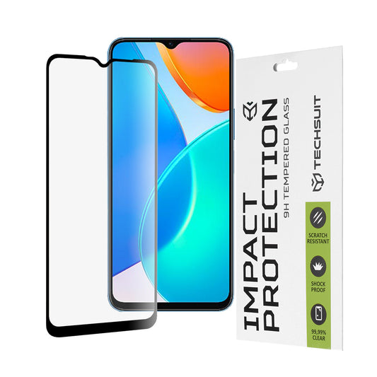 Zaščitna folija za zaslon Techsuit za Honor 70 Lite / X6 / X8 5G, kaljeno steklo, polno lepilo, 111D, črna