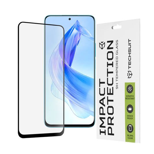 Zaščitna folija za zaslon Techsuit za Honor 90 Lite, kaljeno steklo, polno lepilo, 111D, črna