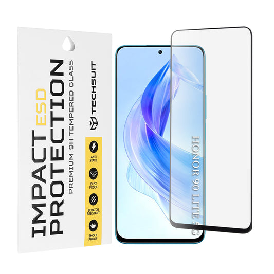 Zaščitna folija za zaslon Techsuit za Honor 90 Lite, kaljeno steklo, polno lepilo, črna