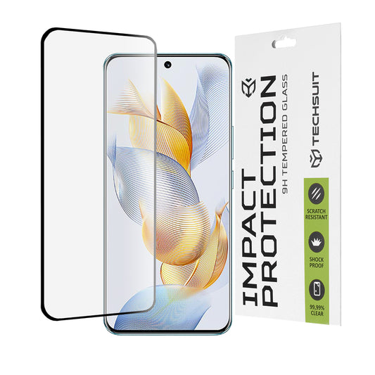 Zaščitna folija za zaslon Techsuit za Honor 90, kaljeno steklo, polno lepilo, 111D, črna