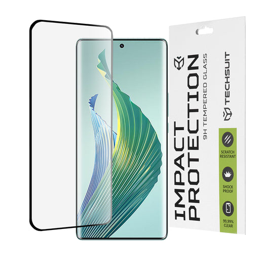 Zaščitna folija za zaslon Techsuit za Honor Magic5 Lite, kaljeno steklo, polno lepilo, 111D, črna