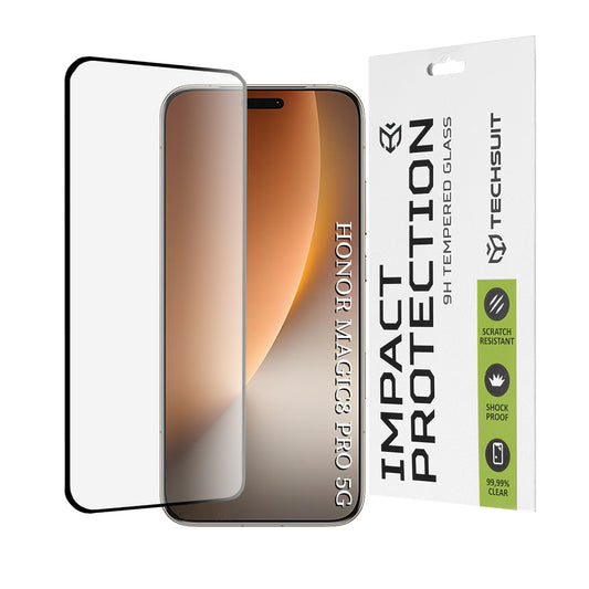 Zaščitna folija za zaslon Techsuit za Honor Magic8 Pro, Kaljeno steklo, Full Glue, 111D, Črna