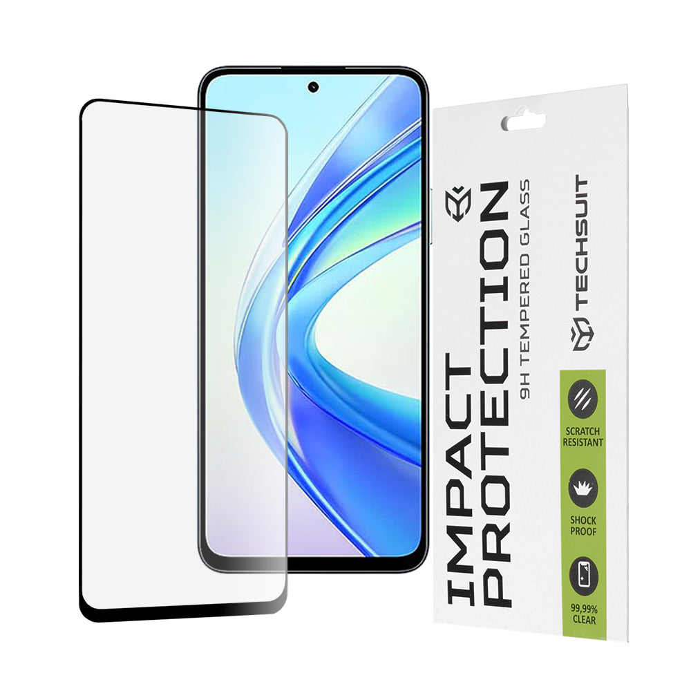 Techsuit Screen Protector Film for Honor X7b 5G / 90 Smart / X7b 4G, Tempered Glass, Full Glue, 111D, Black
