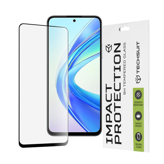 Zaščitna folija za zaslon Techsuit za Honor X7b 5G / 90 Smart / X7b 4G, kaljeno steklo, polno lepilo, 111D, črna