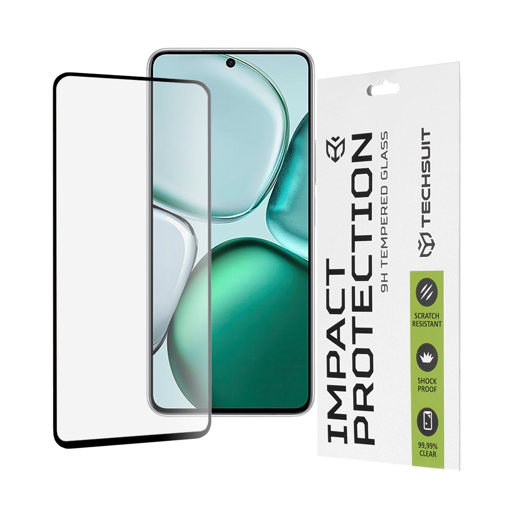 Zaščitna folija za zaslon Techsuit za Honor X9c Smart, kaljeno steklo, polno lepilo, 111D, črna