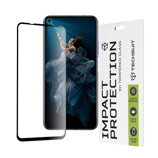Zaščitna folija za zaslon Techsuit za Huawei Mate 30 Lite / nova 5T / Honor 20 / 20 Pro, kaljeno steklo, polno lepilo, 111D, črna