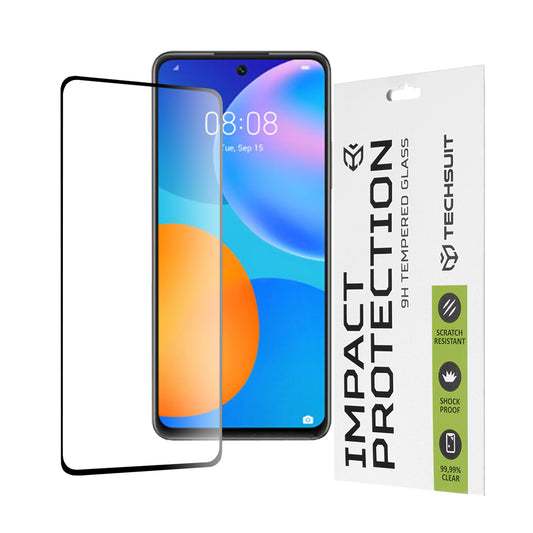 Zaščitna folija za zaslon Techsuit za Huawei P smart 2021, kaljeno steklo, polno lepilo, 111D, črna