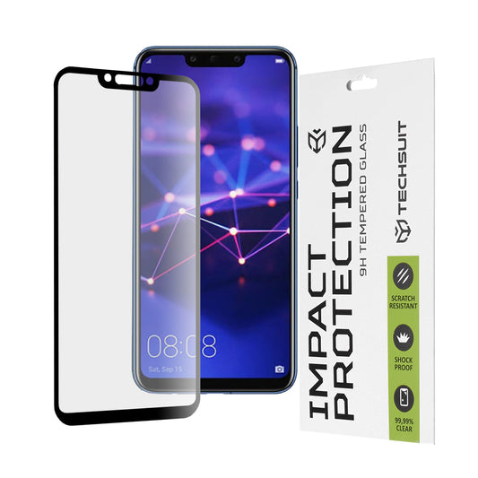 Zaščitna folija za zaslon Techsuit za Huawei P Smart+ 2019 / Mate 20 Lite / nova 3 / nova 3i, kaljeno steklo, polno lepilo, 111D, črna