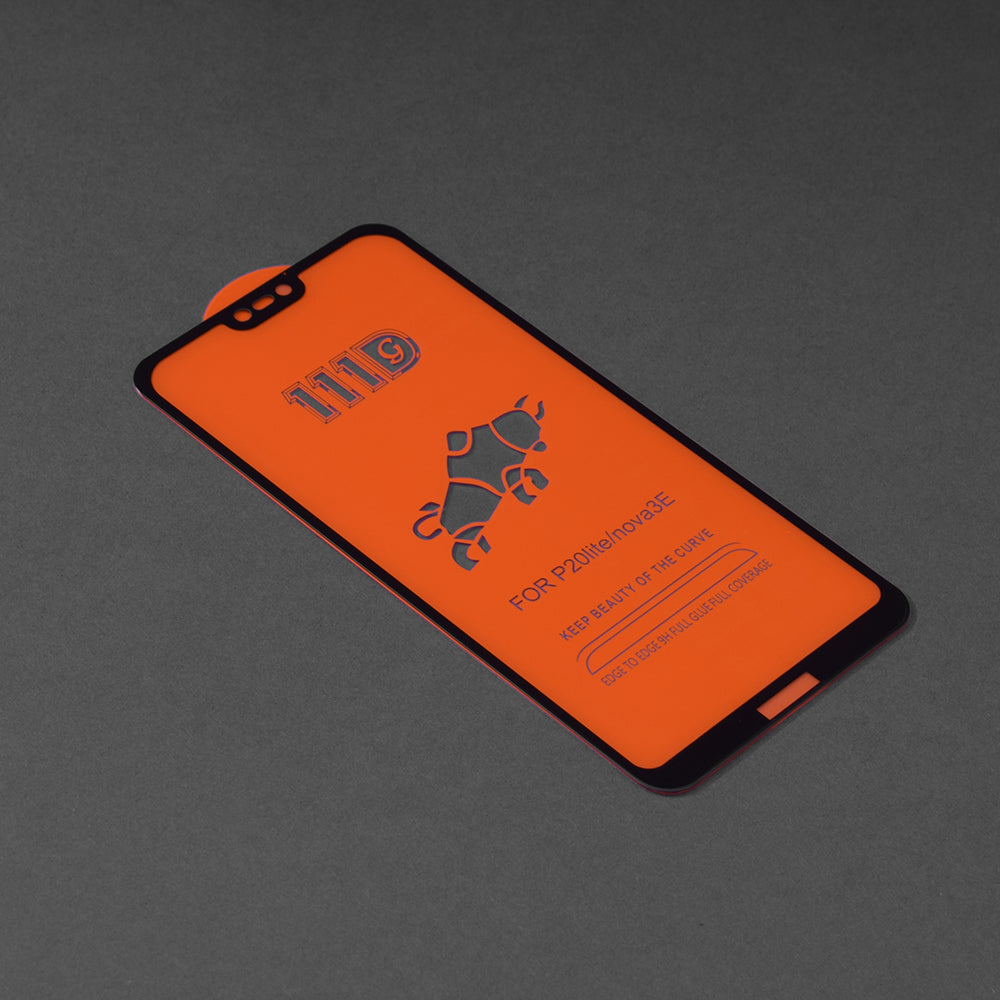 Zaščitna folija za zaslon Techsuit za Huawei P20 Lite, kaljeno steklo, polno lepilo, 111D, črna