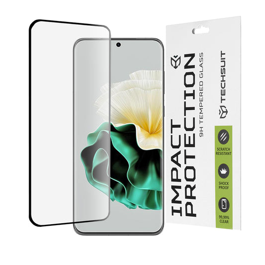 Zaščitna folija za zaslon Techsuit za Huawei P60, kaljeno steklo, polno lepilo, 111D, črna