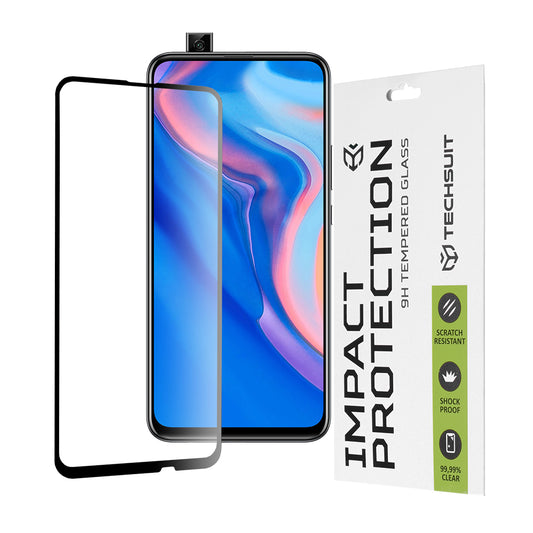 Zaščitna folija za zaslon Techsuit za Huawei Y9 Prime (2019) / P Smart Z, kaljeno steklo, polno lepilo, 111D, črna