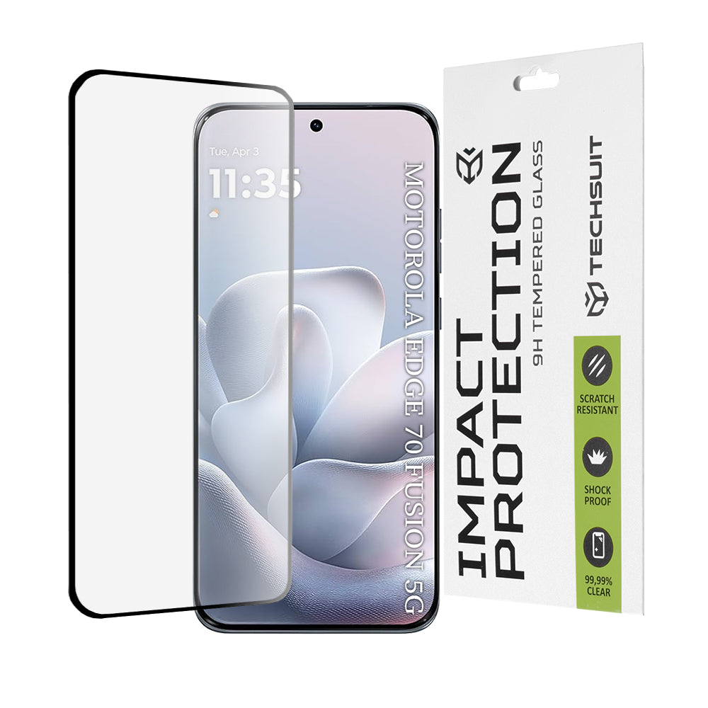 Zaščitna folija za zaslon Techsuit za Motorola Edge 70 Fusion, Kaljeno steklo, Full Glue, 111D, Črna