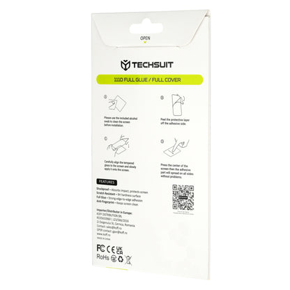 Zaščitna folija za zaslon Techsuit za Motorola Edge 70 Max, kaljeno steklo, polno lepilo, 111D, črna