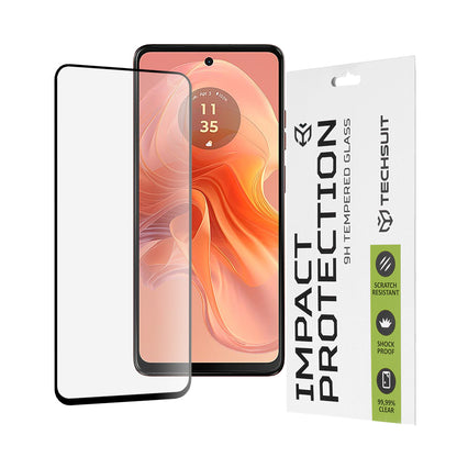 Zaščitna folija za zaslon Techsuit za Motorola Moto G04s / E14 / G24 Power / G04 / G24, kaljeno steklo, polno lepilo, 111D, črna