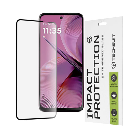 Zaščitna folija za zaslon Techsuit za Motorola Moto G55, kaljeno steklo, polno lepilo, 111D, črna