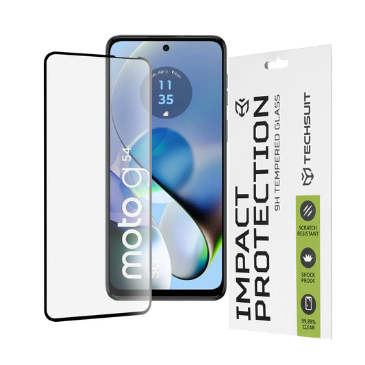 Zaščitna folija za zaslon Techsuit za Motorola Moto G64 / G54 Power Edition / G14 / G54, kaljeno steklo, polno lepilo, 111D, črna