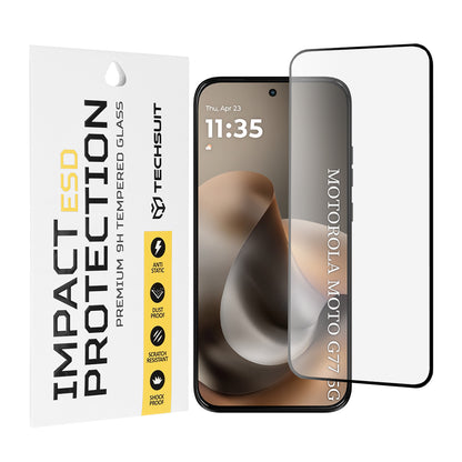 Zaščitna folija za zaslon Techsuit za Motorola Moto G77 / G67, kaljeno steklo, polno lepilo, črna