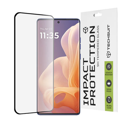 Techsuit Screen Protector Film for Motorola Moto G85, Tempered Glass, Full Glue, 111D, Black