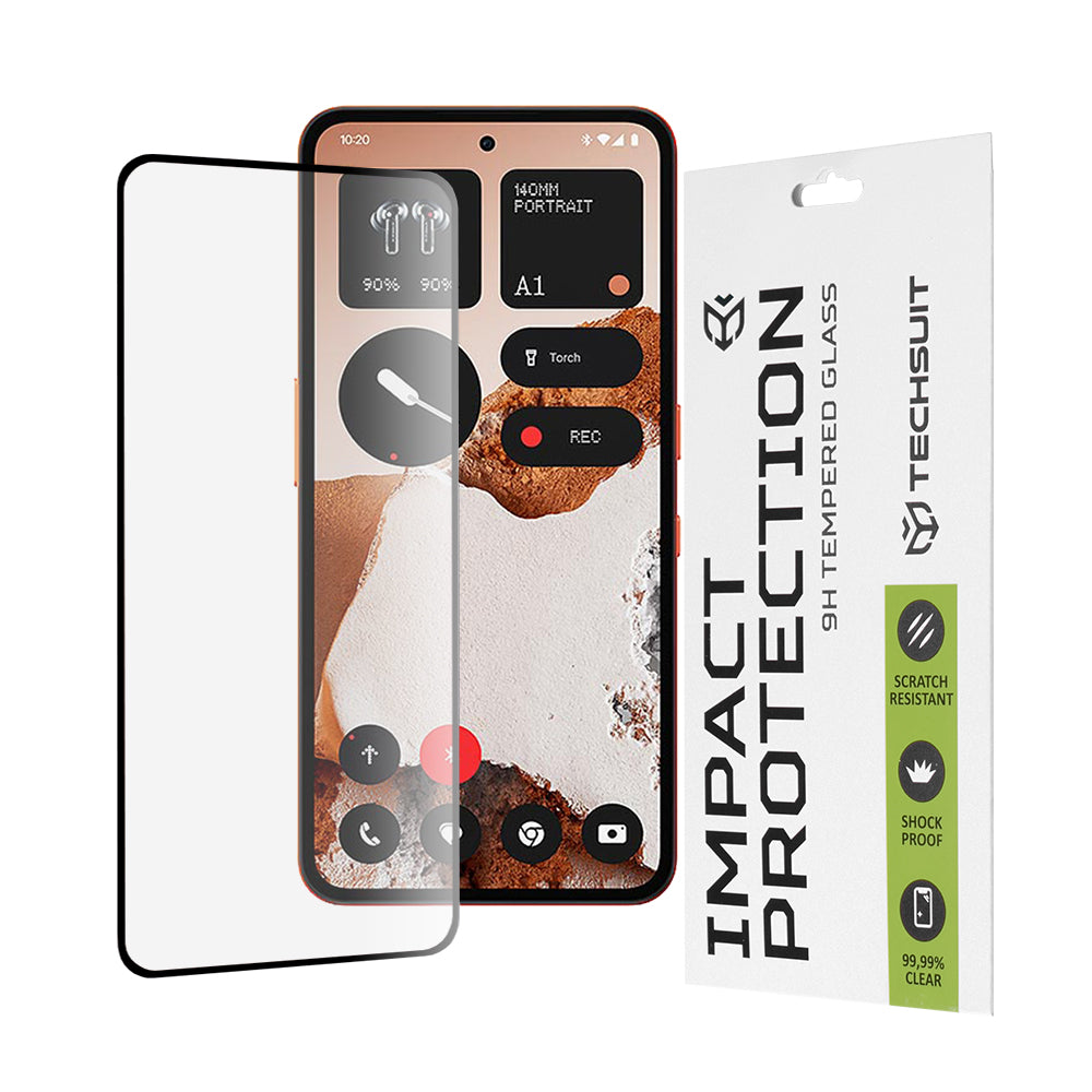 Zaščitna folija za zaslon Techsuit za Nothing CMF Phone 2 Pro, kaljeno steklo, polno lepilo, 111D, črna
