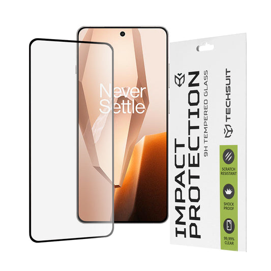 Zaščitna folija za zaslon Techsuit za OnePlus 13R, kaljeno steklo, polno lepilo, 111D, črna