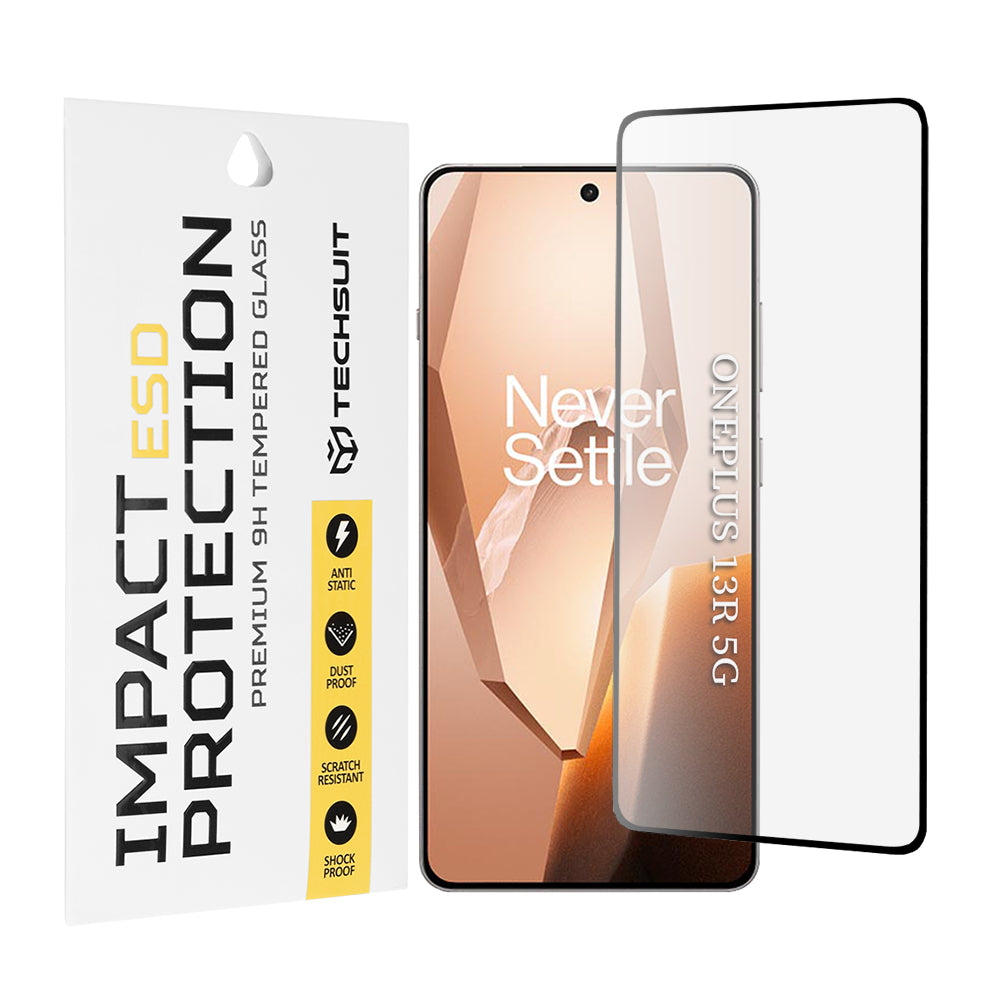 Zaščitna folija za zaslon Techsuit za OnePlus 13R, kaljeno steklo, polno lepilo, črna