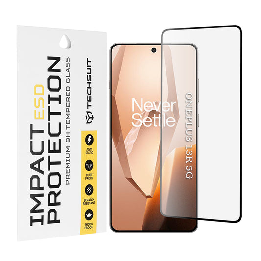 Zaščitna folija za zaslon Techsuit za OnePlus 13R, kaljeno steklo, polno lepilo, črna
