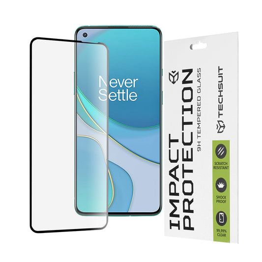 Zaščitna folija za zaslon Techsuit za OnePlus 8T, kaljeno steklo, polno lepilo, 111D, črna