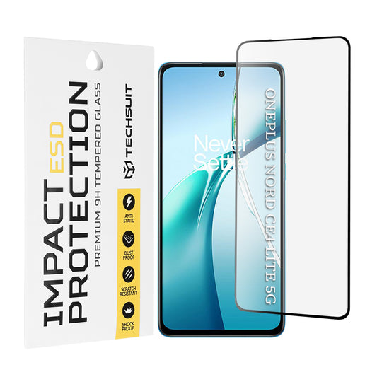 Zaščitna folija za zaslon Techsuit za OnePlus Nord CE4 Lite, kaljeno steklo, polno lepilo, črna