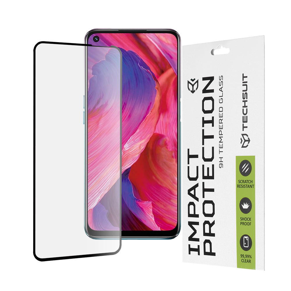 Zaščitna folija za zaslon Techsuit za OnePlus Nord N200 5G / Oppo A74 5G / A54 5G, kaljeno steklo, polno lepilo, 111D, črna