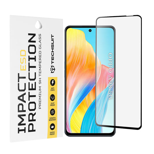 Zaščitna folija za zaslon Techsuit za OnePlus Nord N30 SE / Oppo A79 / A98 / A58 4G, kaljeno steklo, polno lepilo, črna