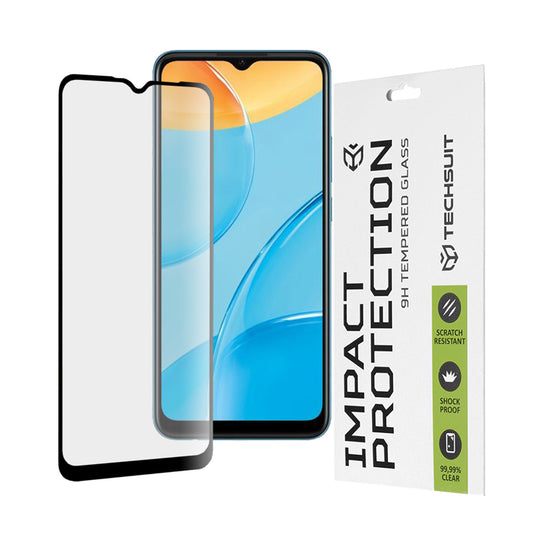 Zaščitna folija za zaslon Techsuit za Oppo A16s / A54s / A16 / A15s / A15, kaljeno steklo, polno lepilo, 111D, črna